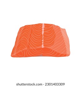 Ilustración vectorial de salmón crudo fresco, trucha, filete de atún. Fresco y delicioso dibujo de caricaturas de carne de marisco para recursos digitales.