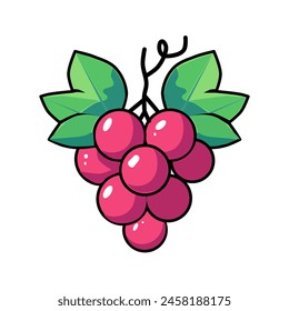 vector illustration of fresh red grapes in minimalist and flat style isolated on white background