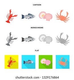 Vector illustration of fresh  and restaurant icon. Collection of fresh  and marine   vector icon for stock.