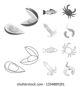 Vector illustration of fresh  and restaurant icon. Set of fresh  and marine   stock vector illustration.