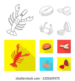 Vector illustration of fresh  and restaurant icon. Set of fresh  and marine   vector icon for stock.