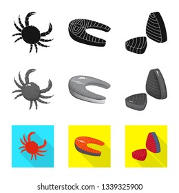 Vector illustration of fresh  and restaurant icon. Collection of fresh  and marine   stock vector illustration.