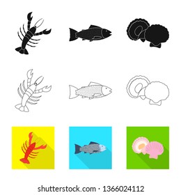 Vector illustration of fresh  and restaurant icon. Collection of fresh  and marine   vector icon for stock.