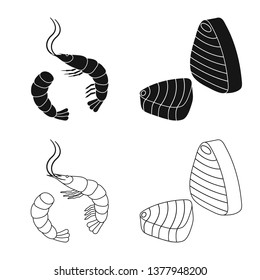 Vector illustration of fresh  and restaurant icon. Collection of fresh  and marine   stock vector illustration.