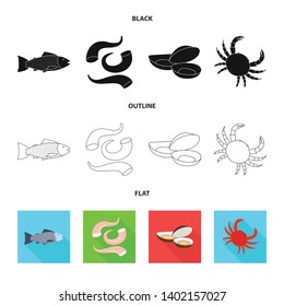 Vector illustration of fresh  and restaurant icon. Collection of fresh  and marine   stock symbol for web.