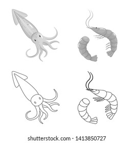 Vector illustration of fresh  and restaurant icon. Set of fresh  and marine   stock vector illustration.