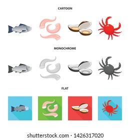 Vector illustration of fresh and restaurant icon. Set of fresh and marine vector icon for stock.