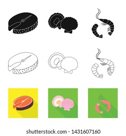 Vector illustration of fresh and restaurant icon. Set of fresh and marine vector icon for stock.