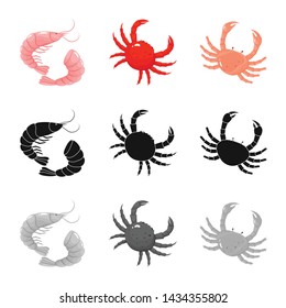 Vector illustration of fresh and restaurant icon. Set of fresh and marine stock vector illustration.