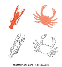 Vector illustration of fresh and restaurant icon. Collection of fresh and marine stock vector illustration.