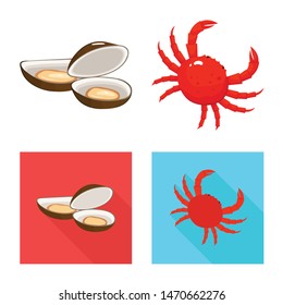 Vector illustration of fresh and restaurant icon. Set of fresh and marine stock vector illustration.