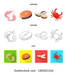 Vector illustration of fresh  and restaurant logo. Set of fresh  and marine   vector icon for stock.