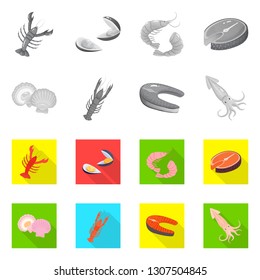 Vector illustration of fresh  and restaurant logo. Collection of fresh  and marine   stock vector illustration.