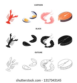 Vector illustration of fresh  and restaurant logo. Set of fresh  and marine   stock symbol for web.