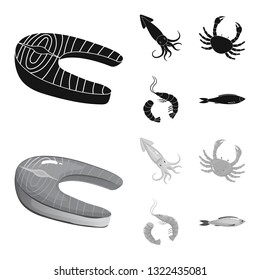 Vector illustration of fresh  and restaurant logo. Set of fresh  and marine   vector icon for stock.