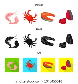 Vector illustration of fresh  and restaurant logo. Set of fresh  and marine   vector icon for stock.