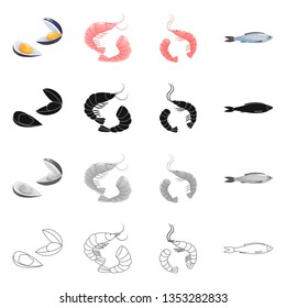 Vector illustration of fresh  and restaurant logo. Collection of fresh  and marine   stock vector illustration.