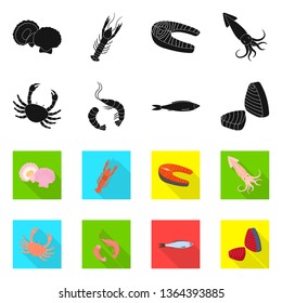 Vector illustration of fresh  and restaurant logo. Collection of fresh  and marine   vector icon for stock.