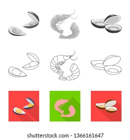 Vector illustration of fresh  and restaurant logo. Set of fresh  and marine   stock symbol for web.