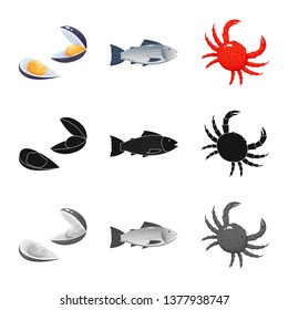 Vector illustration of fresh  and restaurant logo. Collection of fresh  and marine   stock vector illustration.