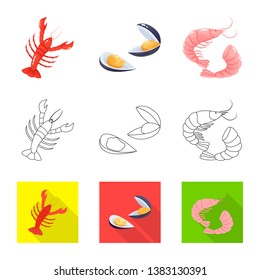 Vector illustration of fresh  and restaurant logo. Set of fresh  and marine   stock symbol for web.