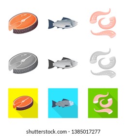 Vector illustration of fresh  and restaurant logo. Set of fresh  and marine   vector icon for stock.