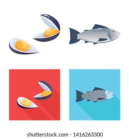 Vector illustration of fresh  and restaurant logo. Set of fresh  and marine   stock vector illustration.