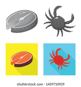 Vector illustration of fresh and restaurant logo. Set of fresh and marine vector icon for stock.