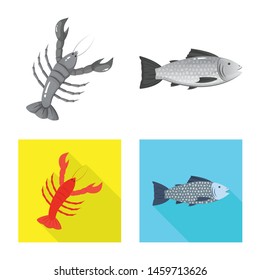 Vector illustration of fresh and restaurant logo. Set of fresh and marine vector icon for stock.