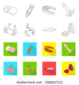 Vector illustration of fresh  and restaurant sign. Set of fresh  and marine   stock vector illustration.