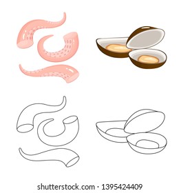 Vector illustration of fresh  and restaurant sign. Collection of fresh  and marine   stock symbol for web.