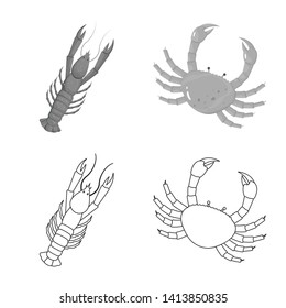 Vector illustration of fresh  and restaurant sign. Collection of fresh  and marine   stock vector illustration.