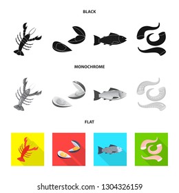 Vector illustration of fresh  and restaurant symbol. Set of fresh  and marine   stock vector illustration.