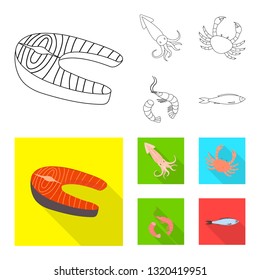 Vector illustration of fresh  and restaurant symbol. Collection of fresh  and marine   vector icon for stock.