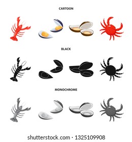 Vector illustration of fresh  and restaurant symbol. Collection of fresh  and marine   stock vector illustration.