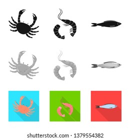 Vector illustration of fresh  and restaurant symbol. Set of fresh  and marine   stock vector illustration.