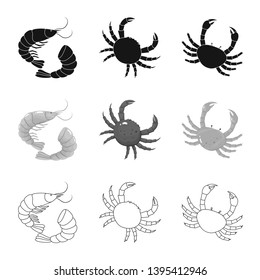 Vector illustration of fresh  and restaurant symbol. Collection of fresh  and marine   vector icon for stock.