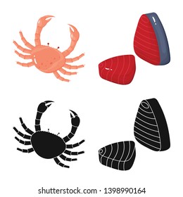 Vector illustration of fresh  and restaurant symbol. Collection of fresh  and marine   stock symbol for web.