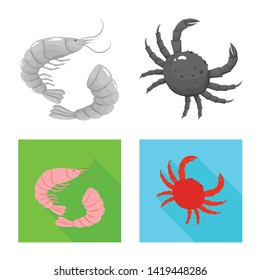 Vector illustration of fresh  and restaurant symbol. Set of fresh  and marine   vector icon for stock.