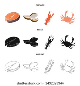 Vector illustration of fresh and restaurant symbol. Set of fresh and marine stock vector illustration.