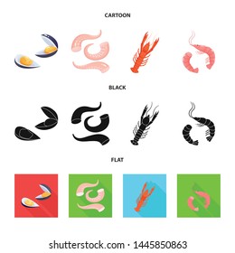 Vector illustration of fresh and restaurant symbol. Collection of fresh and marine vector icon for stock.