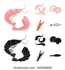 Vector illustration of fresh and restaurant symbol. Set of fresh and marine stock vector illustration.