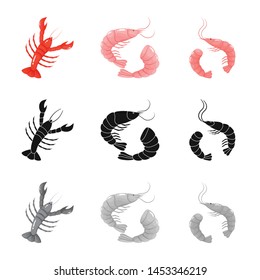 Vector illustration of fresh and restaurant symbol. Set of fresh and marine stock symbol for web.