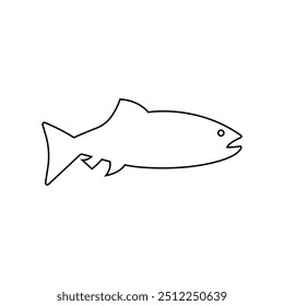 Vector illustration of fresh salmon sea fish outline. For menu, label, recipe, product packaging. Seafood design element. Grayling, chum. For action promotion and advertising, mockup. Caviar. EPS 10