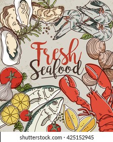 Vector illustration of fresh seafood
