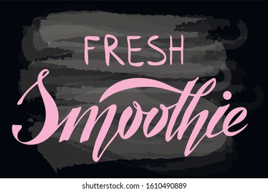 Vector illustration of Fresh Smoothie text for logotype, t-shirt, banner, magazine, poster, decoration, package. Fresh Smoothie calligraphy background. Fresh Smoothie lettering. EPS 10.  