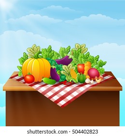 Vector illustration of Fresh vegetables on the table illustration