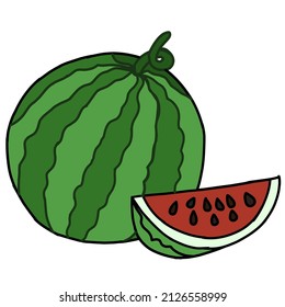 Vector illustration of fresh watermelon.