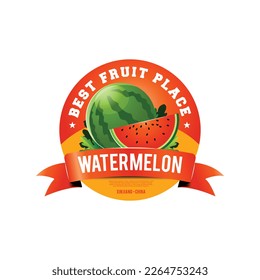 Vector illustration of fresh watermelon logo.