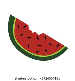 Vector illustration of fresh watermelon slice. Drawing of juicy berry, fruit for summer design, cafe menu, healthy eating and  lifestyle visuals.